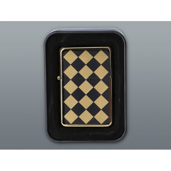 Zapalniczka Benzynowa Złota Szachownica Polerowana