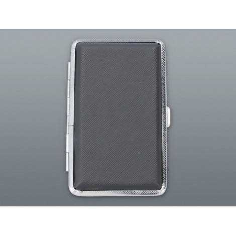 Papierośnica metalowa ze skórzanym etui - Czarna Slim