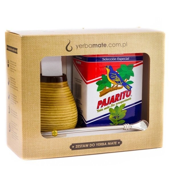 Zestaw do Yerba Mate El Pajaro Traditional + matero Marmol + bombilla