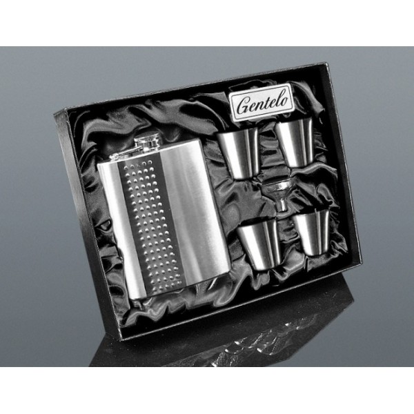 Zestaw Prezentowy Piersiówka z Kieliszkami i Lejkiem Srebrna Vol. 2