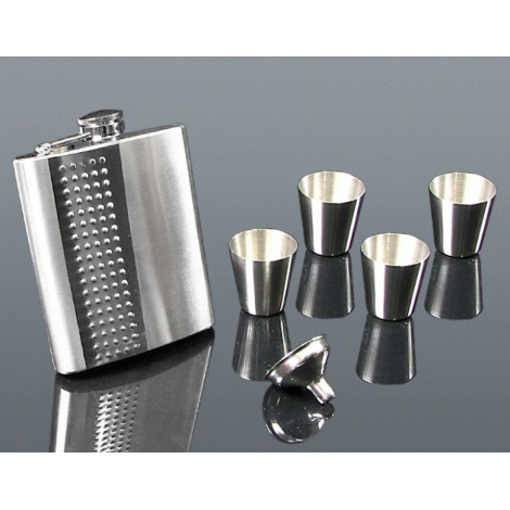 Zestaw Prezentowy Piersiówka z Kieliszkami i Lejkiem Srebrna Vol. 2