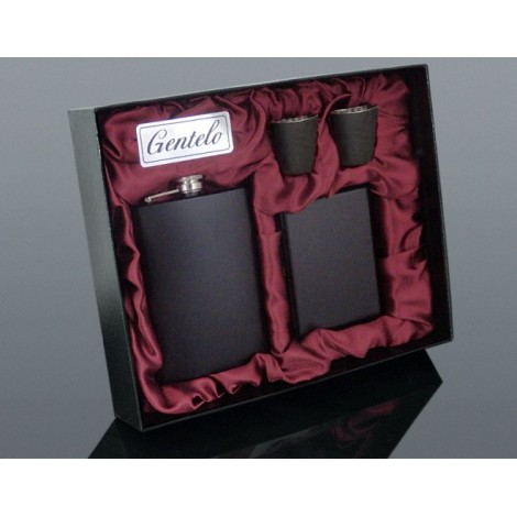 Zestaw Prezentowy Piersiówka z Papierośnicą - Czarna