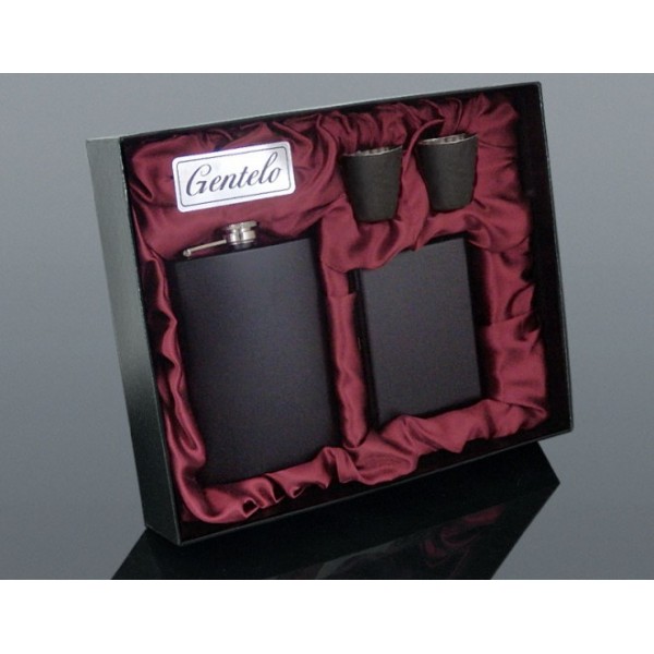 Zestaw Prezentowy Piersiówka z Papierośnicą - Czarna