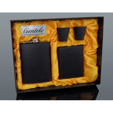 Zestaw Prezentowy Piersiówka z Papierośnicą - Czarna