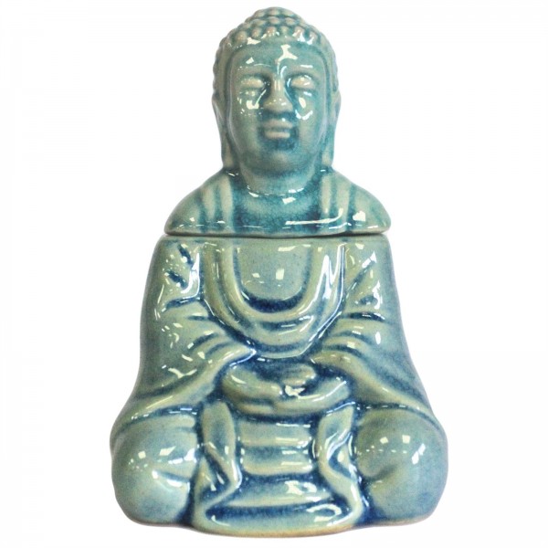 Kominek Do Olejków Ceramiczny Siedzący Budda - Niebieski