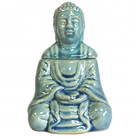 Kominek Do Olejków Ceramiczny Siedzący Budda - Niebieski