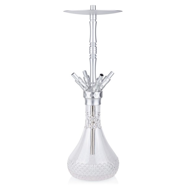 SHISHA WD Hookah – Alu Shisha A40A-6 Silver Clear - 56CM