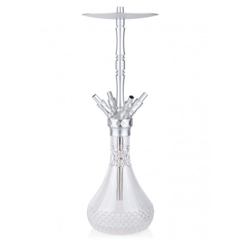 SHISHA WD Hookah – Alu Shisha A40A-6 Silver Clear - 56CM