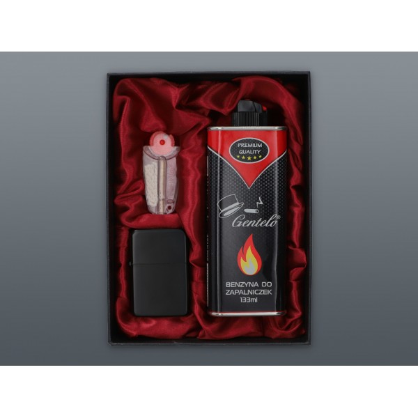 Zestaw Zapalniczka Benzynowa + Benzyna + Kamienie i Knot - Czarna