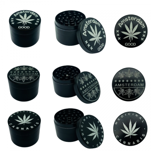 Młynek Metalowy Amsterdam Trzykomorowy - Czarny