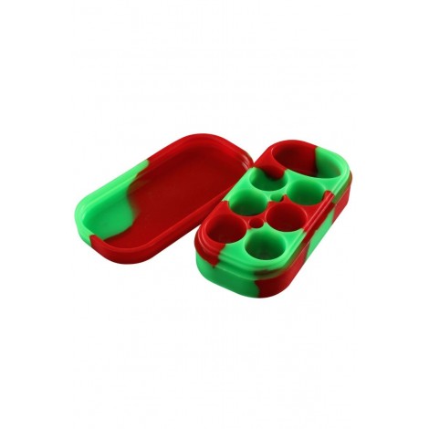 Pojemnik Silikonowy na DAB, WAX z 7 komorami - Zielono/Czerwony