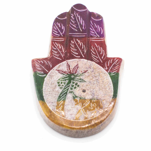 Podstawka pod Kadzidełka Hamsa ze Steatytu - Słoń i Palma