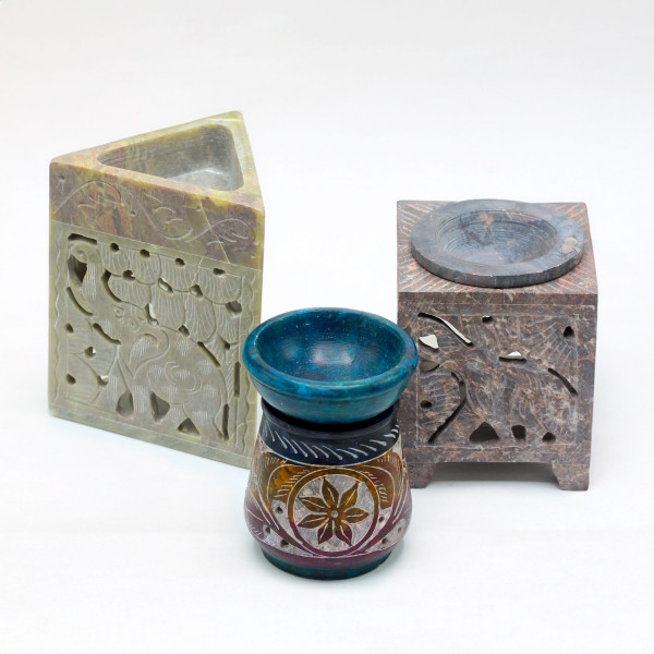 Kominek Do Olejków Kwadratowy ze Steatytu - Słoń