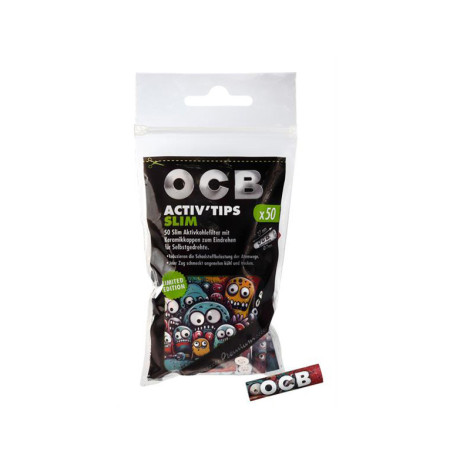 Filtry Węglowe OCB - Activ Tips Slim 50szt - Crazy Monsters
