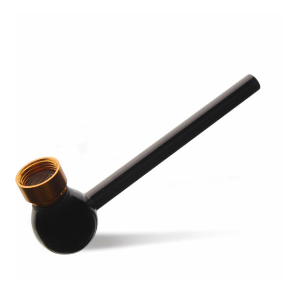 Czarna Kulka Szklana ze Złotym Cybuchem - 12cm (2037)