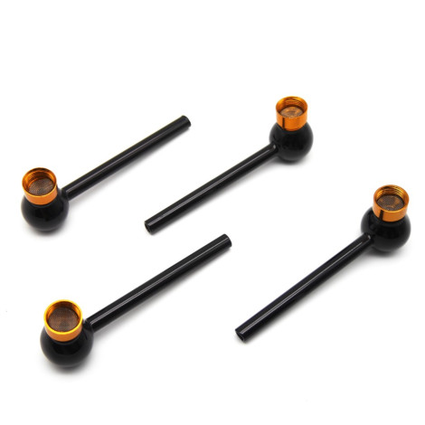 Czarna Kulka Szklana ze Złotym Cybuchem - 12cm (2037)