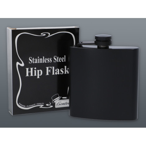 Piersiówka Czarna Matowa Metalowa - 180 ml