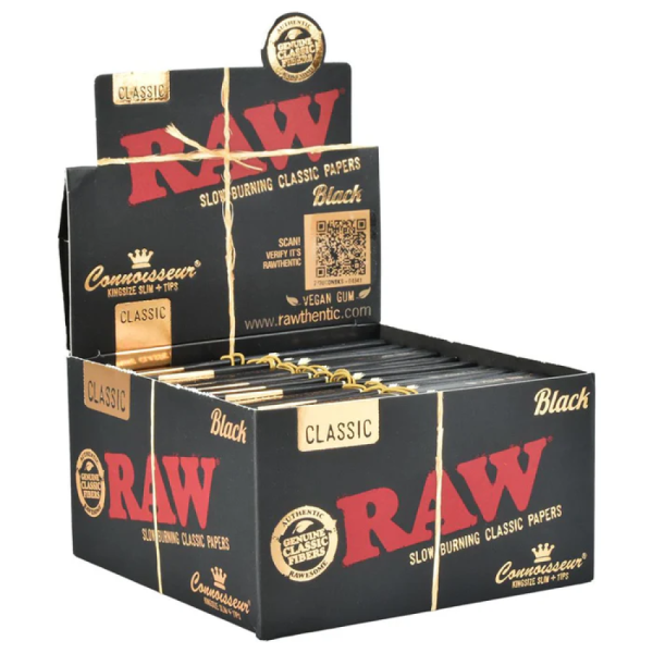 Bibułki RAW Connosseur Black z Filtrami - King Size Slim