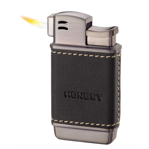 Zapalniczka Honest Płomieniowa - Fajkowa Czarna Skóra