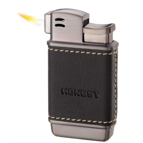 Zapalniczka Honest Płomieniowa - Fajkowa Czarna Skóra