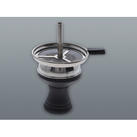 Cybuch Czarny Gliniany + Komin do shishy - Zestaw