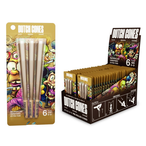 Skręcone Bibułki 6szt - Dutch Cones Crazy Cartoons Brown 1¼