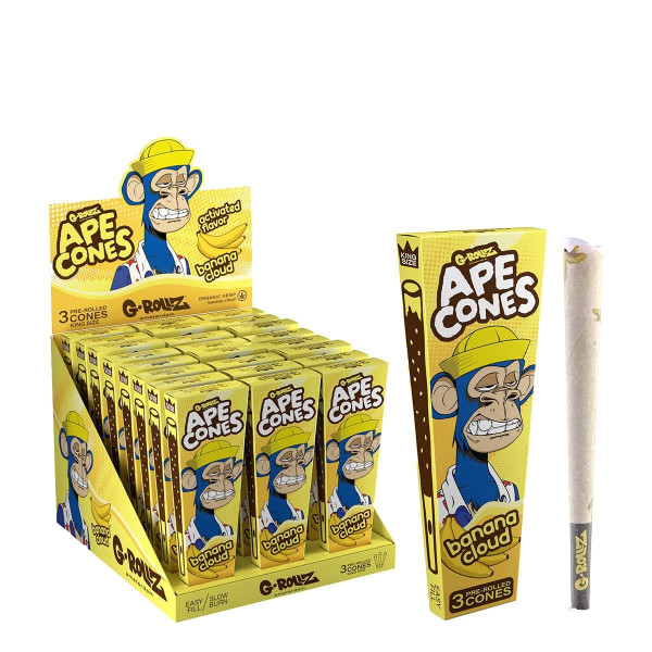 Skręcone Bibułki G-ROLLZ 3 szt. - Ape Cones - Banana Cloud *CLICK*