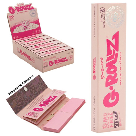 Bibułki G-ROLLZ + Filtry - KS Pink - Extra Thin 50szt. +