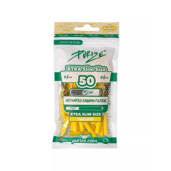 Filtry węglowe PURIZE XTRA SLIM Yellow - 50szt