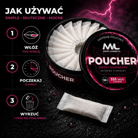 Woreczki Kofeinowe - POUCHER 333 mg Malina